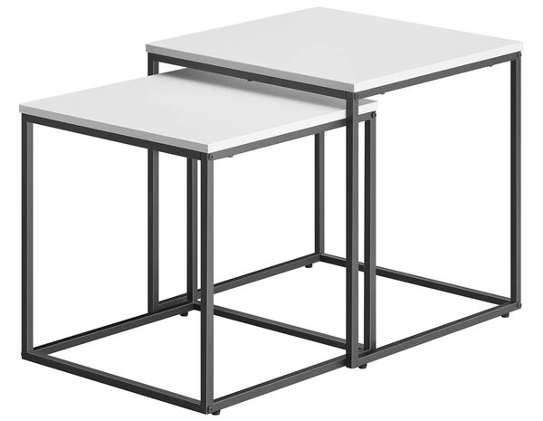 Zestaw 2 Białych Kwadratowych Stolików Kawowych M3-L55