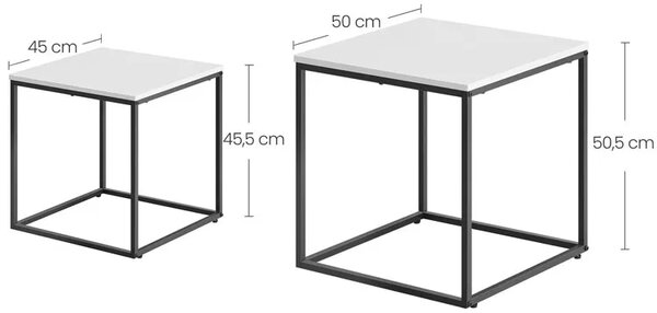 Zestaw 2 Białych Kwadratowych Stolików Kawowych M3-L55