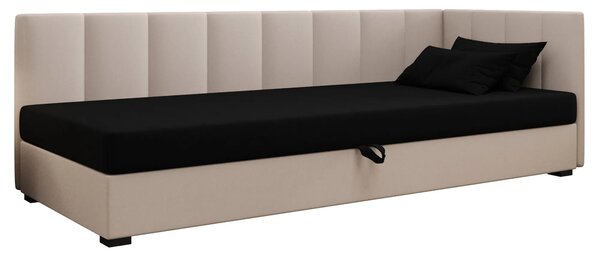 Nowoczesny tapczan z pionowym pikowaniem czarny + ecru W1-F61