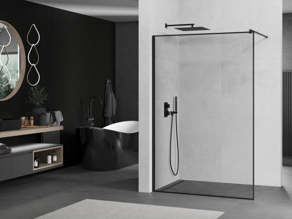 Mexen Kioto ścianka prysznicowa Walk-in 80 x 200 cm, czarna ramka 8 mm, czarna - 800-080-101-70-70