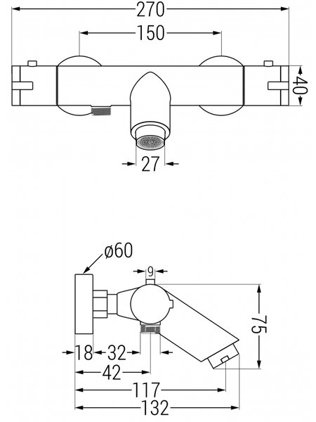 Mexen Kai termostatyczna bateria wannowa, chrom - 77300-00
