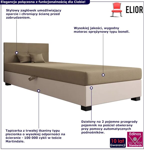 Tapczan z zagłówkiem jasny brąz + ecru E5-L18