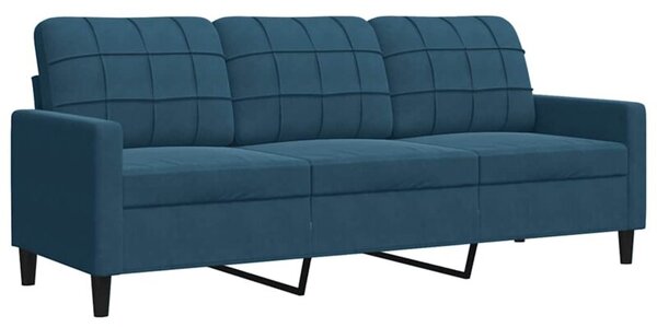 Sofa 3-osobowa, niebieski, 180 cm, tapicerowana aksamitem