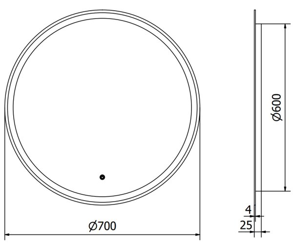 Mexen Gobi lustro łazienkowe podświetlane, okrągłe 70 cm, LED 6000K, antypara - 9801-070-070-611-00