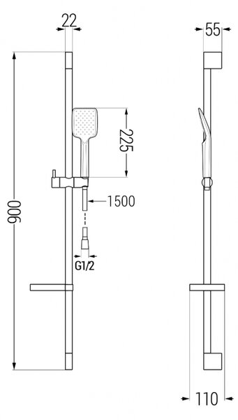 Mexen Alexa DS62 zestaw prysznicowy, czarny - 71214DS62-70