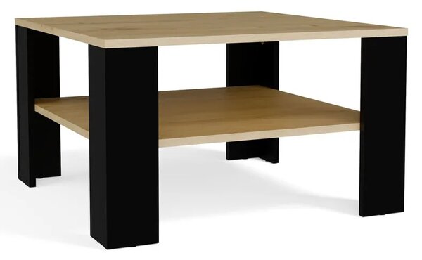 Kwadratowy stolik kawowy dąb artisan + czarny K7-C73