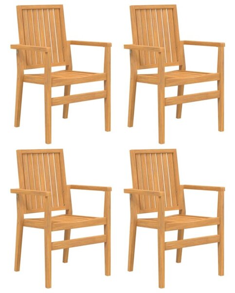 Sztaplowane krzesła ogrodowe, 4 szt., 56,5x57,5x91 cm, tekowe