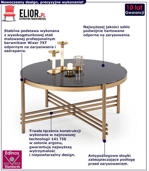 Okrągła Złota Ława W Stylu Glamour E8-D68