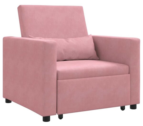 Sofa 3w1 z aksamitu w kolorze jasnorÃ³Å¼owym - komfortowy mebel do salonu