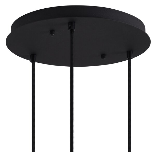 Lampa wisząca Art Deco czarna ze szkłem dymnym 3-źródła światła - Douglass