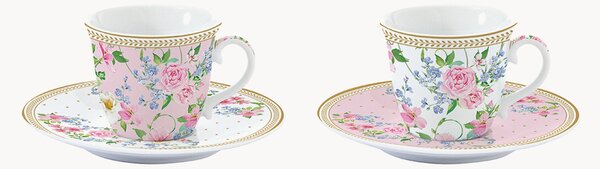 Filiżanka ze spodkiem z porcelany Garden Joy, 4 szt