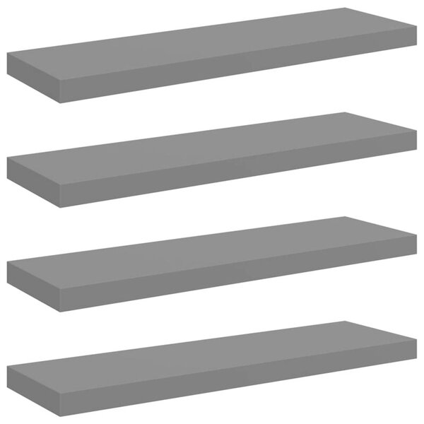 Półki ścienne, 4 szt, wysoki połysk, szare, 80x23,5x3,8 cm, mdf