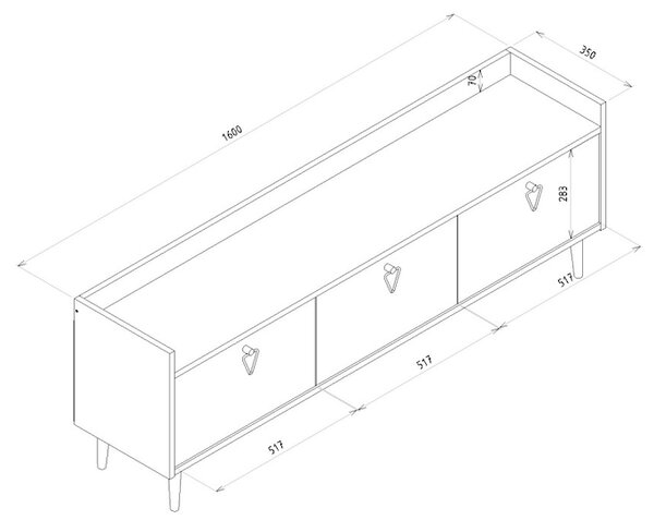 Stolik RTV PIENA 160 cm, biały