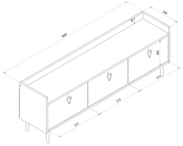 Stolik pod telewizor PIENA 160 cm, antracytowy