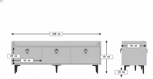 Stolik RTV PIENA 160 cm, biały