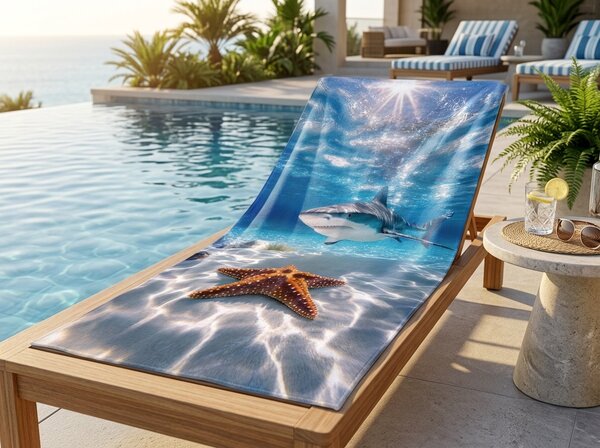 Szybkoschnący ręcznik plażowy AQUALIS niebieski 70 x 140 cm, 100% mikrofibra