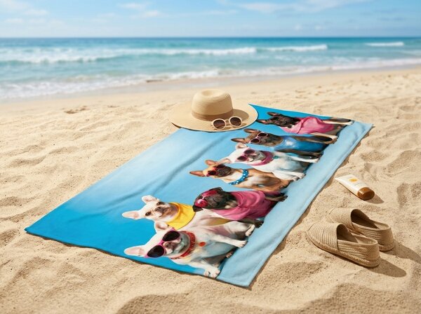 Szybkoschnący XL ręcznik plażowy BULLDORIA kolorowy 100 x 180 cm, 100% mikrofibra