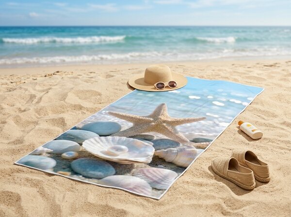 Szybkoschnący ręcznik plażowy MARBELLA kolorowy 70 x 140 cm, 100% mikrofibra