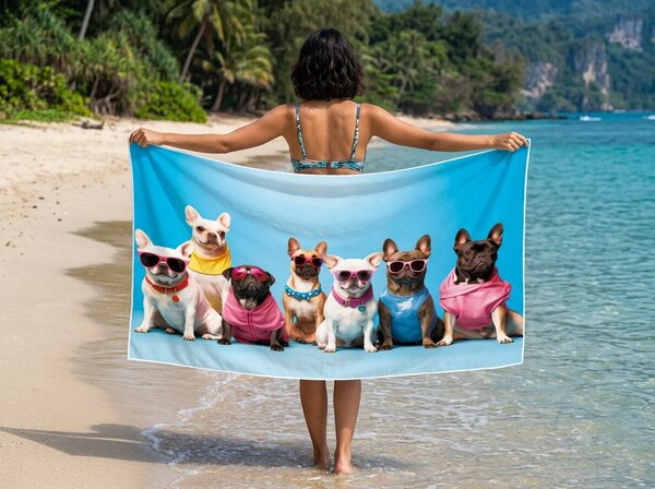 Szybkoschnący XL ręcznik plażowy BULLDORIA kolorowy 100 x 180 cm, 100% mikrofibra