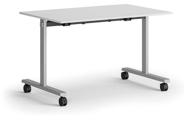 Mobilny stół MATCH, 120x80 cm, szara podstawa, biały