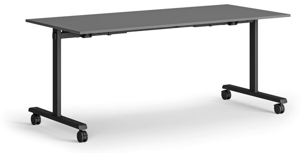 Mobilny stół MATCH, 180x80 cm, czarna podstawa, grafitowy