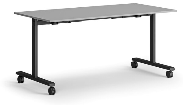 Mobilny stół MATCH, 160x80 cm, czarna podstawa, szary