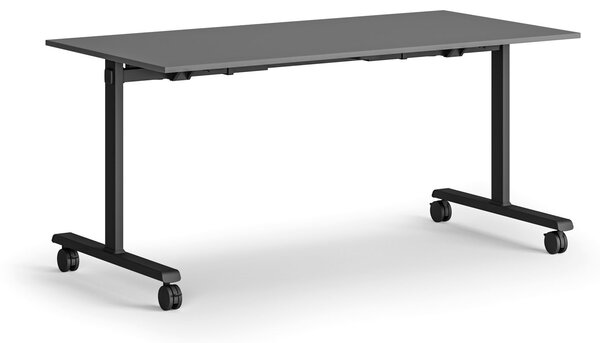 Mobilny stół MATCH, 160x80 cm, czarna podstawa, grafitowy