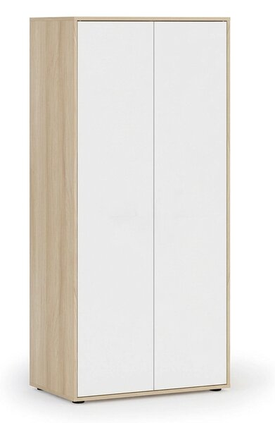 Szafa biurowa z półkami FUTURE, 4 półki, 850 x 450 x 1900 mm, biały/dąb naturalny