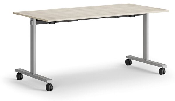 Mobilny stół MATCH, 160x80 cm, szara podstawa, dąb naturalny