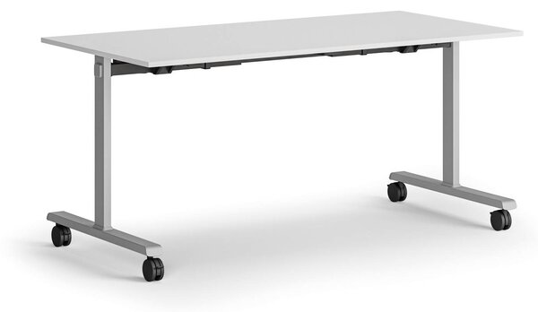 Mobilny stół MATCH, 160x80 cm, szara podstawa, biały