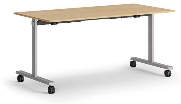 Mobilny stół MATCH, 160x80 cm, szara podstawa, buk