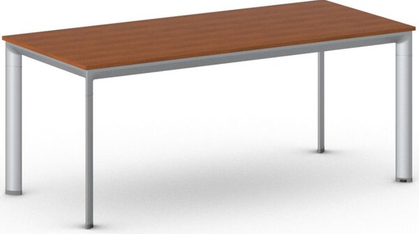 Stół konferencyjny do biura PRIMO INVITATION, 180x80 cm, szaro-srebrna podstawa, czereśnia