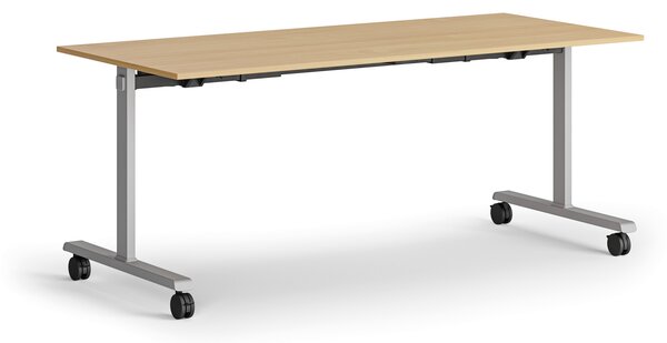 Mobilny stół MATCH, 180x80 cm, szara podstawa, buk