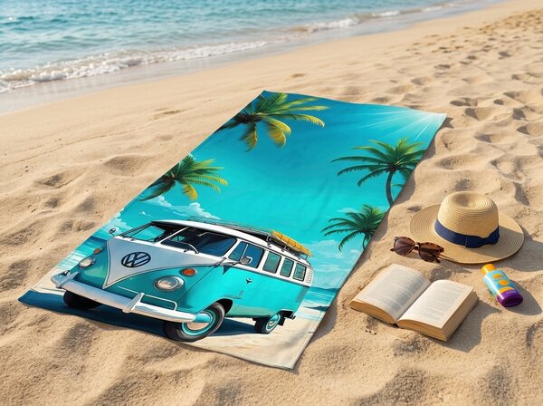 Szybkoschnący ręcznik plażowy BREEZIO turkusowy 70 x 140 cm, 100% mikrofibra