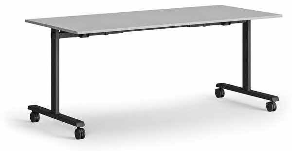 Mobilny stół MATCH, 180x80 cm, czarna podstawa, szary