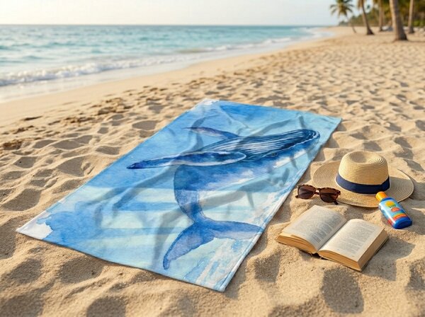 Szybkoschnący ręcznik plażowy BALEANA niebieski 70 x 140 cm, 100% mikrofibra