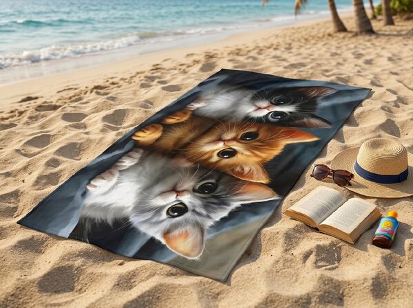 Szybkoschnący ręcznik plażowy CATTINO kolorowy 70 x 140 cm, 100% mikrofibra