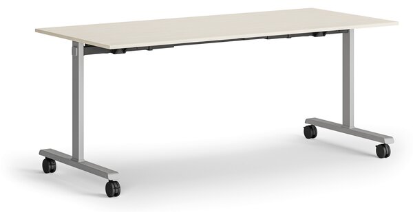 Mobilny stół MATCH, 180x80 cm, szara podstawa, brzoza