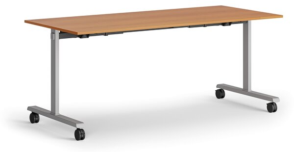 Mobilny stół MATCH, 180x80 cm, szara podstawa, czereśnia