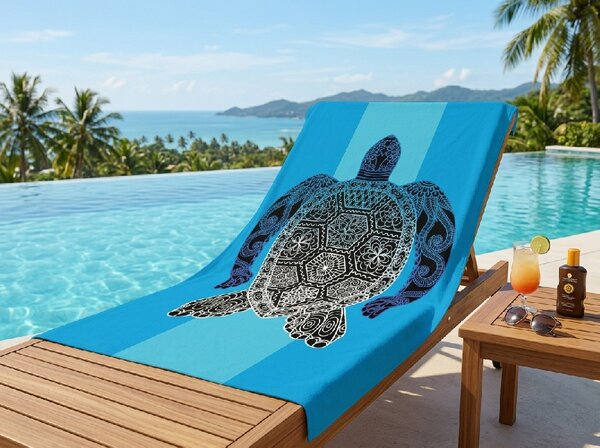 Szybkoschnący ręcznik plażowy XXL SHELL GEM niebieski 150 x 210 cm, 100% mikrofibra