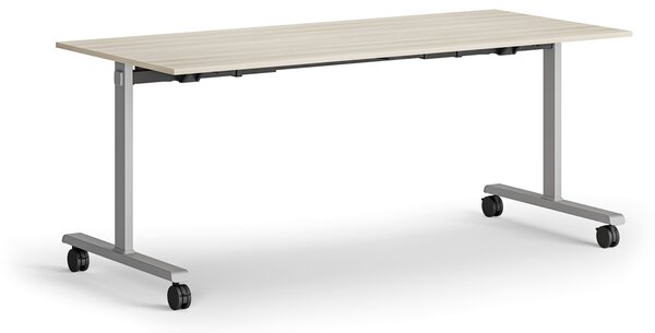 Mobilny stół MATCH, 180x80 cm, szara podstawa, dąb naturalny