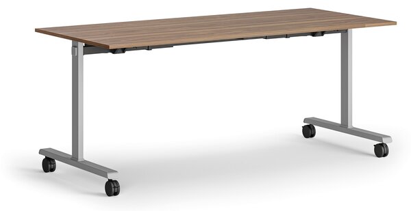 Mobilny stół MATCH, 180x80 cm, szara podstawa, orzech