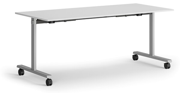 Mobilny stół MATCH, 180x80 cm, szara podstawa, biały