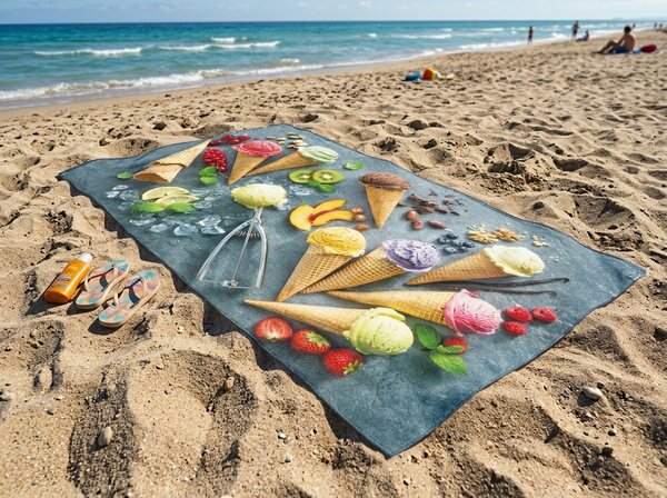 Ręcznik plażowy XXL szybkoschnący GELATTO kolorowy 150 x 210 cm, 100% mikrofibra