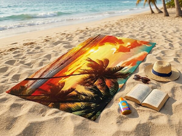 Szybkoschnący ręcznik plażowy XXL AURORIA kolorowy 150 x 210 cm, 100% mikrofibra