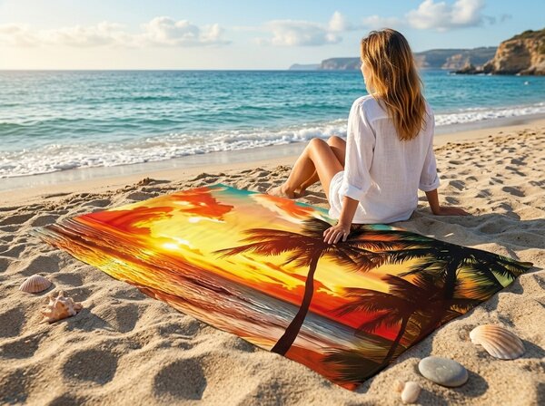 Szybkoschnący ręcznik plażowy XXL AURORIA kolorowy 150 x 210 cm, 100% mikrofibra