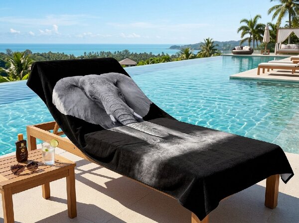 Ręcznik plażowy XXL szybkoschnący ELEPHOS czarno-szary 150 x 210 cm, 100% mikrofibra