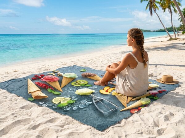 Ręcznik plażowy XXL szybkoschnący GELATTO kolorowy 150 x 210 cm, 100% mikrofibra