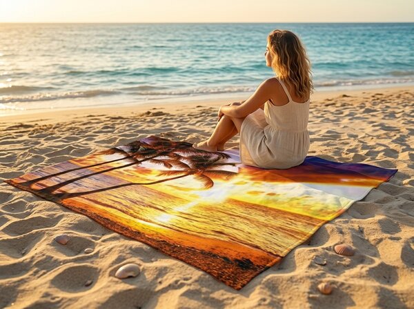Szybkoschnący XXL ręcznik plażowy SUNDARA kolorowy 150 x 210 cm, 100% mikrofibra
