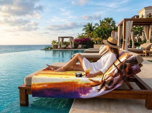 Szybkoschnący XXL ręcznik plażowy SUNDARA kolorowy 150 x 210 cm, 100% mikrofibra